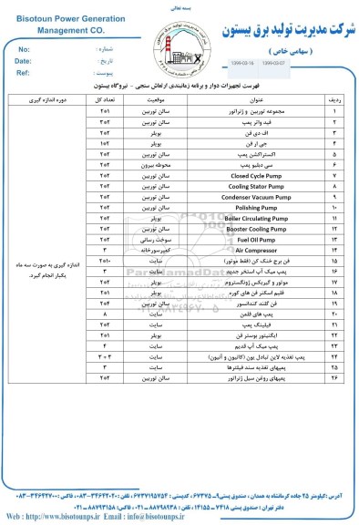 استعلام مجموعه توربین و ژنراتور ...