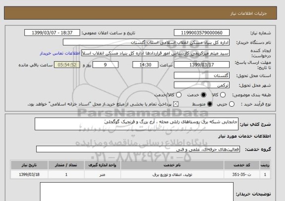 استعلام جابجایی شبکه برق روستاهای زابلی محله ، آرخ بزرگ و قرنجیک گوگجلی  