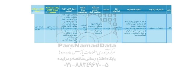 مناقصه واگذاری امورات آماده سازی، طبخ و توزیع  و...