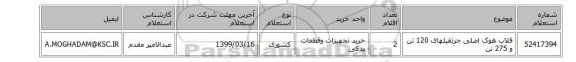 قلاب هوک اصلی جرثقیلهای 120 تن و 275 تن