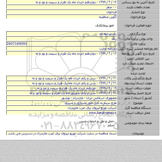 طرح سیم به کابل امور نشتارود و شیرود