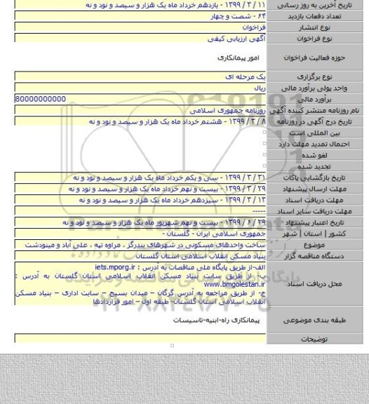 ساخت واحدهای مسکونی در شهرهای بندرگز ، مراوه تپه ، علی آباد و مینودشت