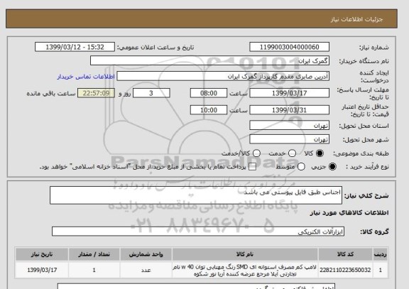 استعلام اجناس طبق فایل پیوستی می باشد