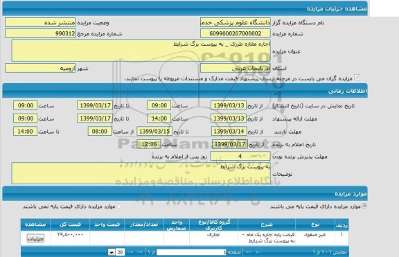 مزایده، مزایده  اجاره مغازه 