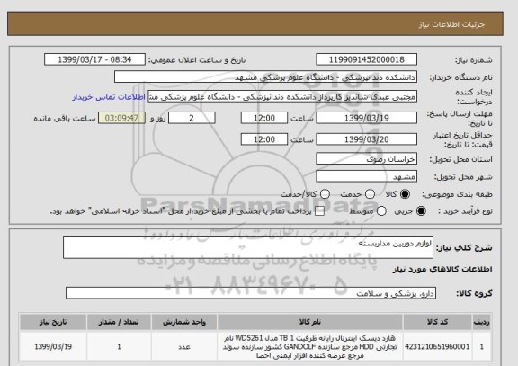 استعلام لوازم دوربین مداربسته