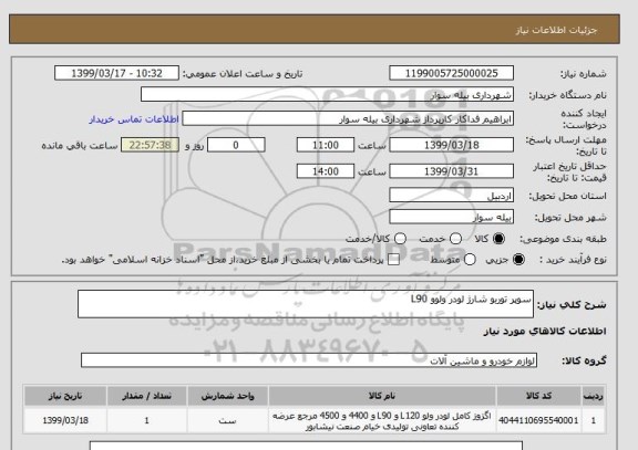 استعلام سوپر توربو شارژ لودر ولوو L90