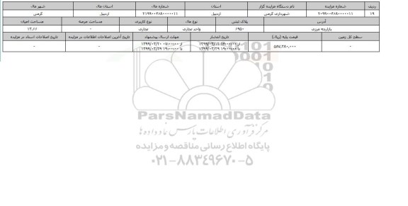 مزایده مزایده واحد تجاری پلاک 6950