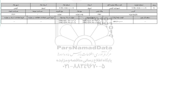 مزایده مزایده واحد تجاری پلاک 6986