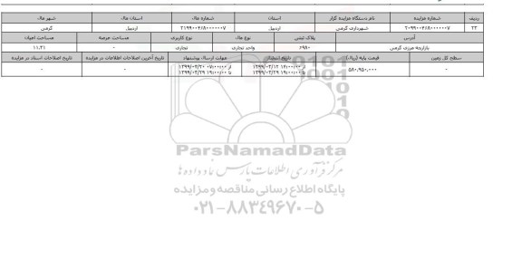 مزایده مزایده واحد تجاری پلاک 6980