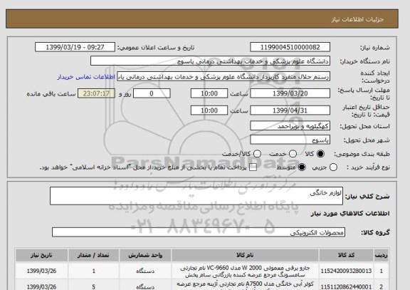 استعلام لوازم خانگی