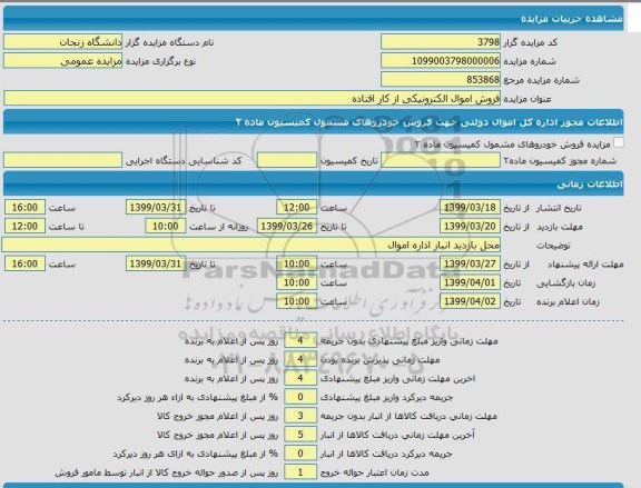 مزایده، مزایده فروش اموال الکترونیکی از کار افتاده