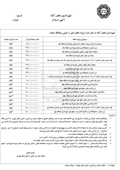 استعلام بهسازی و اجرای پروژه خیابان و...