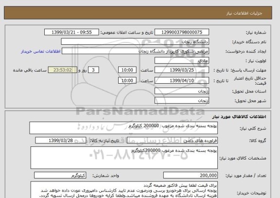 استعلام یونجه بسته بندی شده مرغوب  200000 کیلوگرم