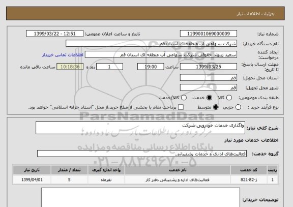 استعلام واگذاری خدمات خودرویی شرکت 