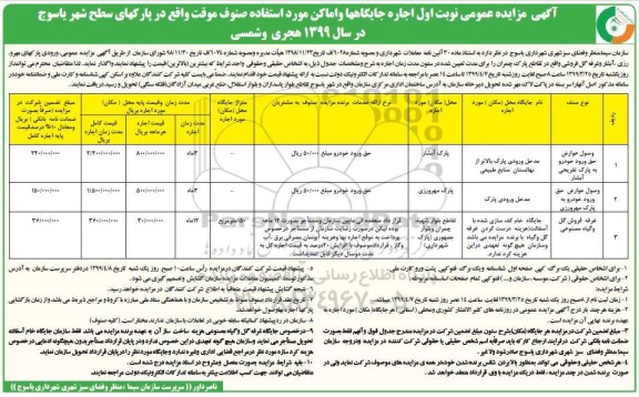 مزایده ، مزایده اجاره جایگاهها و اماکن مورد استفاده صنوف موقت 