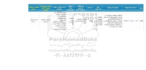 مناقصه,مناقصه  عملیات حفاری مغزه گیری در محدوده های اکتشافی