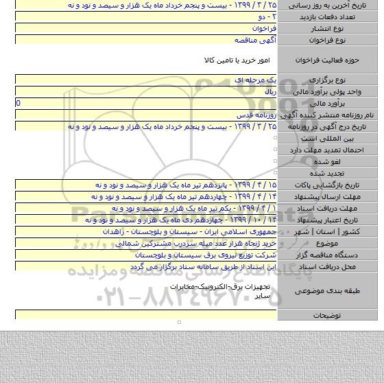 خرید ژنجاه هزار عدد میله سردرب مشترکین شمالی