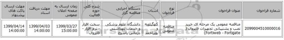 مناقصه عمومی یک مرحله ای خرید نصب و پشتیبانی تجهیزات فایروال ( Fortiweb - Fortigate)