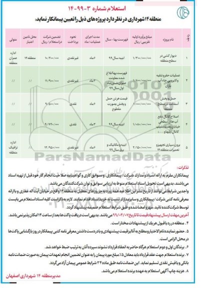 استعلام , استعلام دیوار کشی در سطح 