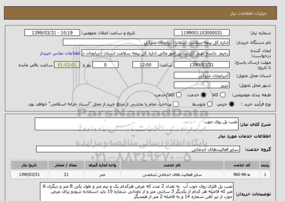 استعلام نصب پل روی جوب