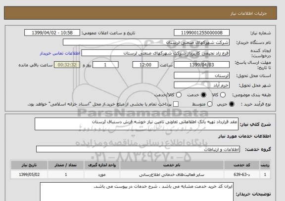 استعلام عقد قرارداد تهیه بانک اطلاعاتی تعاونی تامین نیاز خوشه فرش دستباف لرستان 