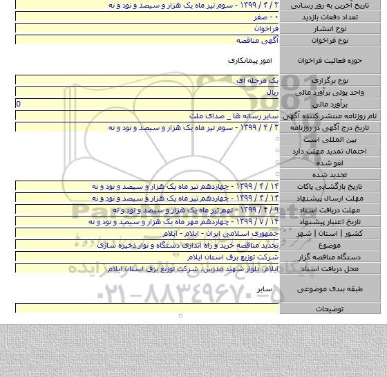 تجدید مناقصه خرید و راه اندازی دستگاه و نوار ذخیره سازی