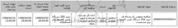 مناقصه عمومی یک مرحله ای خرید 200 دستگاه کیس کامپیوتر برابر مشخصات