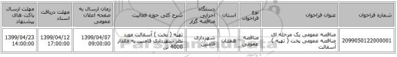 مناقصه عمومی یک مرحله ای مناقصه عمومی پخت ( تهیه ) آسفالت