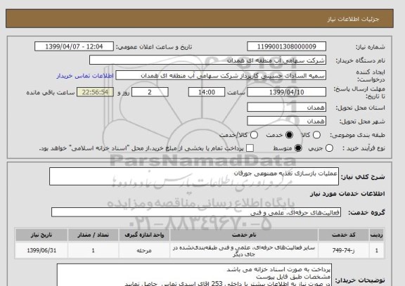 استعلام عملیات بازسازی تغذیه مصنوعی جورقان