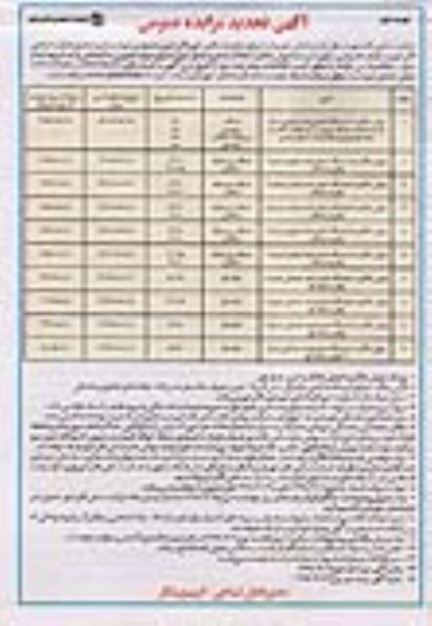 مزایده, مزایده فروش مالکیت املاک تجاری و خدماتی نوبت اول 