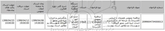 مناقصه عمومی همزمان با ارزیابی (فشرده) یک مرحله ای بازگشایی و احداث ابنیه فنی محور گزوکان شهرستان بم مطابق اسناد پیوست