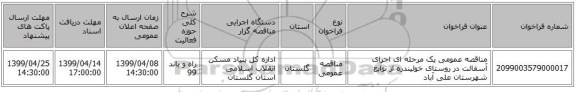 مناقصه عمومی یک مرحله ای اجرای آسفالت  در روستای خولیندره از  توابع شهرستان علی آباد  