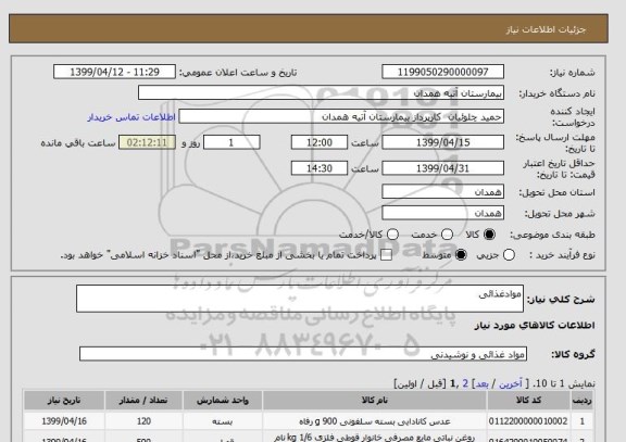 استعلام موادغذائی