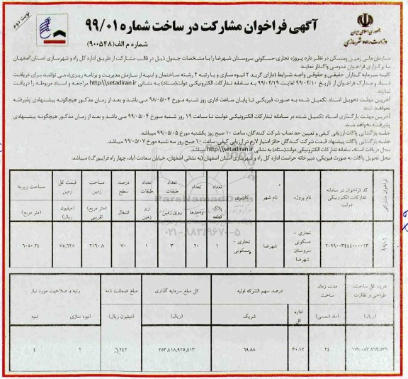 فراخوان, فراخوان مشارکت در ساخت - نوبت دوم 