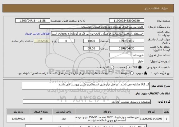 استعلام کد کالا مشابه می باشد . و اصل نیاز طبق استعلام و عکس پیوست می باشد