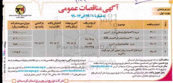 مناقصه, مناقصه خرید 28 اصله انواع پایه فلزی 18 و 20 متری ...