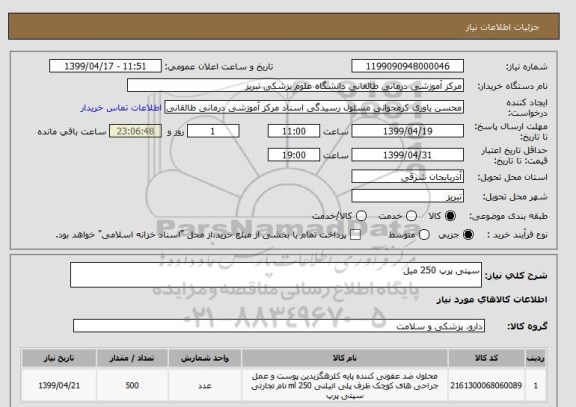 استعلام سپتی پرپ 250 میل 