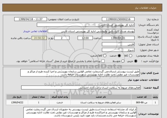 استعلام طبق لیست پیوستی ارسال می گرددرعایت تمامی قوانین سازمان بهزیستی و اجرا کننده طرح از مراکز و موسسات غیر دولتی تحت نظارت اداره بهزیستی شهرستان خرامه باشد