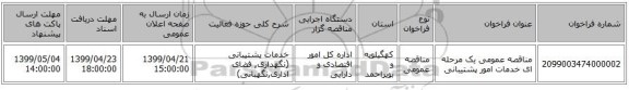 مناقصه عمومی یک مرحله ای خدمات امور پشتیبانی