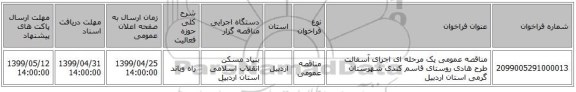 مناقصه عمومی یک مرحله ای اجرای آسفالت طرح هادی روستای قاسم کندی شهرستان گرمی استان اردبیل