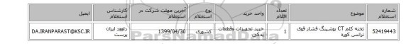 تخته کلم CT بوشینگ فشار قوی ترانس کوره