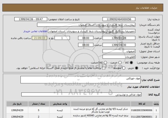 استعلام مواد خوراکی