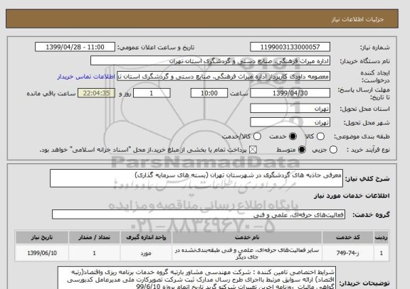 استعلام معرفی جاذبه های گردشگری در شهرستان تهران (بسته های سرمایه گذاری)