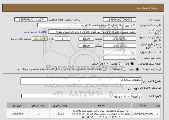 استعلام تجهیزات سفالگری