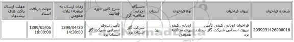 فراخوان ارزیابی کیفی تأمین نیروی انسانی شرکت گاز استان یزد