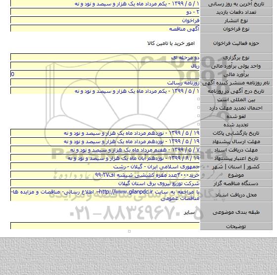 خرید۴۰۰۰عدد  مقره کششی شیشه ای۲۷-۹۹