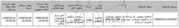 مناقصه عمومی یک مرحله ای حفاظت ومراقبت از جنگلهای هیرکانی حوزه های 49A,49C,50B مازندران (ساری)