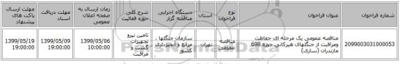 مناقصه عمومی یک مرحله ای حفاظت ومرافبت از جنگلهای هیرکانی حوزه 69B مازندران (ساری)