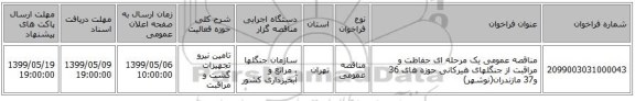 مناقصه عمومی یک مرحله ای حفاظت و مراقبت از جنگلهای هیرکانی حوزه های 36 و37 مازندران(نوشهر)