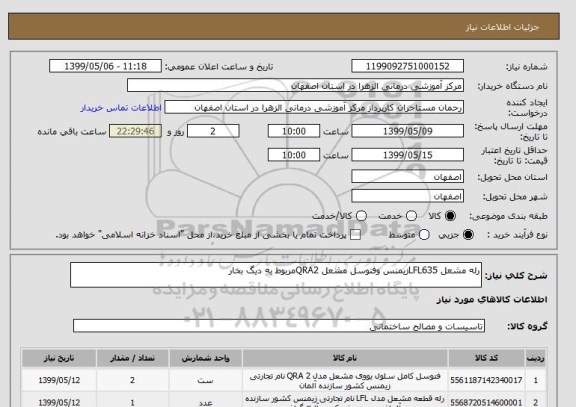 استعلام رله مشعل LFL635زیمنس وفتوسل مشعل QRA2مربوط به دیگ بخار